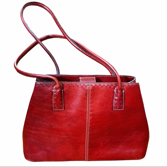 Fossil Handbags - Fossil Leather Tote Handbag Red Medium